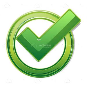 Glossy tick mark sign